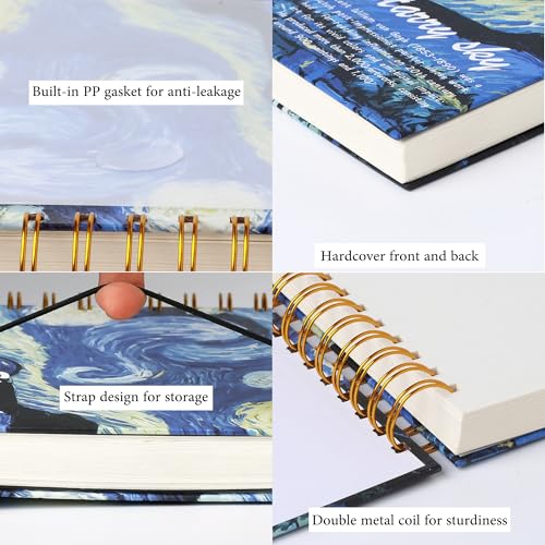 SuyuanArt Hardcover Square Sketchbook 8" x8", Thick Acid-Free Paper for Drawing Spiral Bound, Portable Mixed Media Art Sketch Pad,Drawing Sketching Gift for Artists (Starry Night 8 "x 8 ") - color: Starry Night 8 "x 8 "