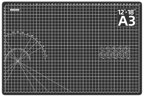 DIYSELF 12in×18in Self Healing Cutting Mat, A3 Fabric Craft Mat - color: Black, size: 18"L x 12"W