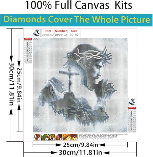 Diamond Art Kits for Adults,Jesus Square Drill Diamond Painting Kit 12x12in - color: DP02102