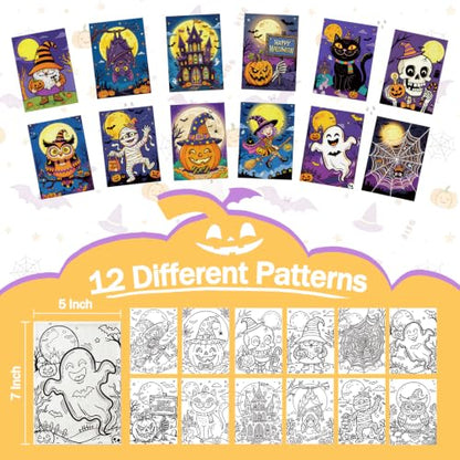 Niteform Pre Drawn Canvas to Paint, Pre Printed Canvas Boards, Pre Stretched Outline Painting Kits for Beginners, Adults, Party Favors & Spring Craft Activities (5 * 7-Halloween) - style: 5*7-Halloween