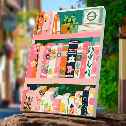 ICYANART Paint by Numbers for Adults Framed, Book Number Painting 8x12In | Book Paint by Number for Adults Beginners, Acrylic Fantasy Painting by Numbers, Book Number Painting - color: Books-7.8x11.8in