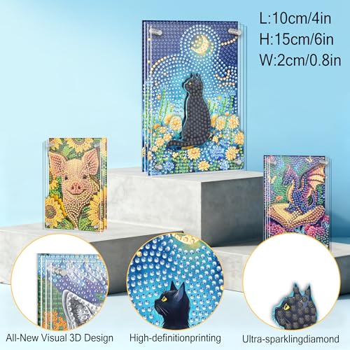 SKRYUIE DIY Acrylayers Diamond Art Kits for Adults, Cat Multi-Layer Acrylic Diamond Painting Kits, 4-Layered Magnetic Stand-Up Tabletop Decor, Unique Multi-Dimensional Craft Gift 4x6 Inch A16 - color: Colorful-16