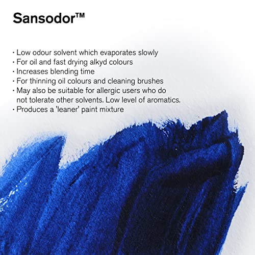 Winsor & Newton Sansodor Low Odor Solvent, 2.5 Litre (84.5-oz) Can | Safe, studio-friendly low-odor solvent that thins oil paints, cleans brushes, and replaces turpentine without harsh fumes. - color: Sansodor Low Odor Solvent, style: 84.5-oz Can