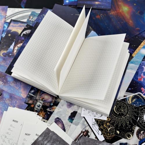 Diuhofart Star Trails Scrapbooking Kit, 128 Pcs Journal Set | Includes A6 notebook, galaxy papers, PET stickers, washi tape and ephemera for celestial journals, cards and memory books. - color: Star Trails Postman