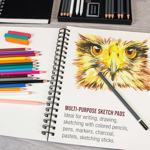U.S. Art Supply 8.5" x 11" Premium Hardbound Sketch Book, 2 Pack, 80 Sheets Each, 70 lb (110gsm) - Hardcover Spiral Bound Artist Field, Small Sketch Pad, Acid-Free Drawing Pad - Adults, Students - size: 8.5-x-11-inch