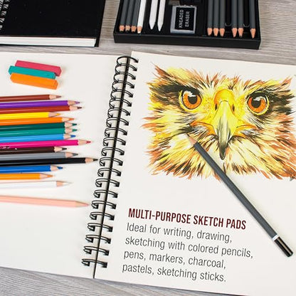 U.S. Art Supply 8.5" x 11" Premium Hardbound Sketch Book, 2 Pack, 80 Sheets Each, 70 lb (110gsm) - Hardcover Spiral Bound Artist Field, Small Sketch Pad, Acid-Free Drawing Pad - Adults, Students - size: 8.5-x-11-inch