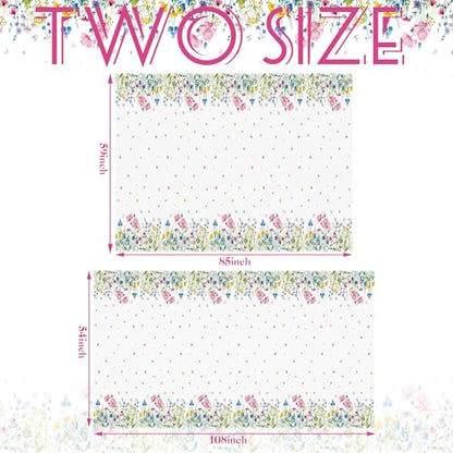 6 Pcs Summer Floral Tablecloth Butterfly Wildflower Plastic Disposable Tablecloth Rectangle Flower Table Cover for Summer Picnic Dining Birthday Tea Party Decorations (54 x 108 Inch) - size: 54 x 108 Inch