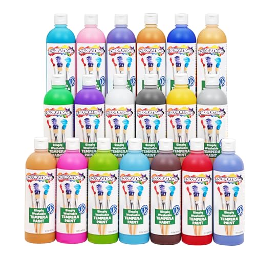 Colorations Paraben-Free Washable Tempera Paint Set, 19 Colors, Non-Toxic | Vibrant Colors, Kids' Art Supplies, Classroom Must Haves - color: Assorted, 19 Colors