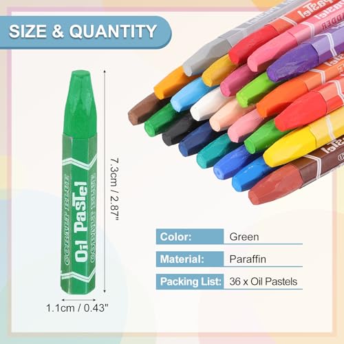 PATIKIL Green Oil Pastels, 36Pcs Soft Oil Crayons Pastels Stick Vibrant and Creamy Art Supplies Bulk for Artists Beginners Art Painting Drawing Blending Graffiti Gallery - color: Green