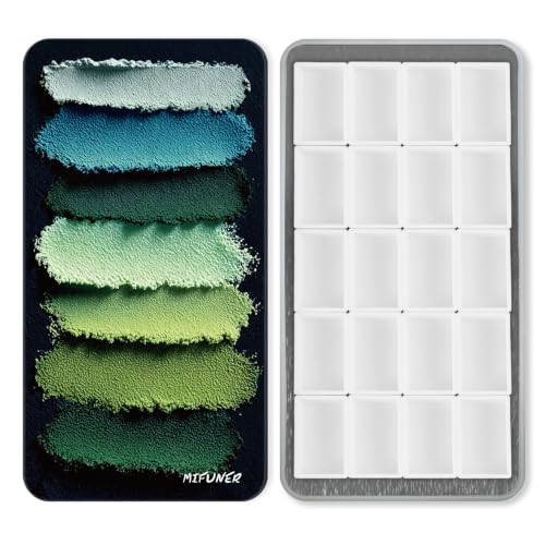 20 Empty Full Pans Watercolor Palette Tins Box with Magnetic Squares | 3ml Plastic Half Pan,Metal Paint Tray Palettes for Travel,Lightweight Portable,Watercolor Painting Mixing Tray.Brushstorke - color: Brushstorke, size: 20 Full Pans