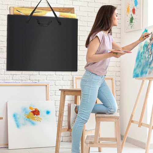ZKOO Light Weight Art Portfolio Bag, 36 x 48 Extra Large Art Portfolio Case Light Weight Waterproof Poster, Studio Collection Tote for Artwork, Poster, Sketch Drawing, Canvas (36"*48"-Black) - size: 36"*48"-Black