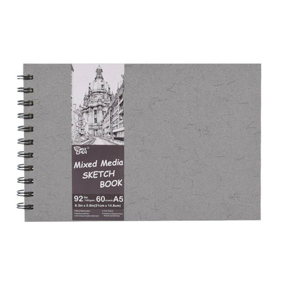 5.8" x 8.3" Mixed Media Sketch Book,Spiral Bound Hardcover Sketchbook,60 Sheets 92lb/150gsm Neutral White Acid Free Paper,Art Journal Sketchbook for Drawing Writing Sketching Illustration,Silver Gray - color: Neutral White-Silver Gray