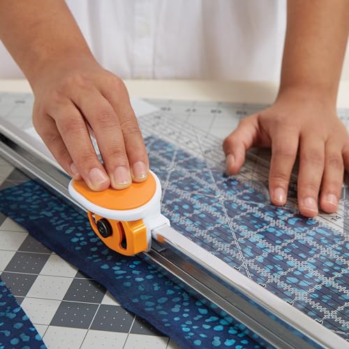 Fiskars Rotary Cutter and Ruler, Quilting Ruler, Rotary Cutter for Fabric, Built-In Measuring Grid & Spring-Action Blade, 24” x 6”, Gray/Clear - size: 24" x 6"