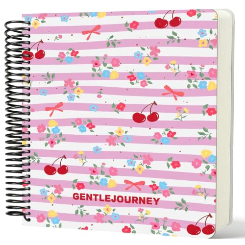 Hardcover Sketchbook,7.2"x8.3"Spiral Bound Drawing Pad, Bow&Cherry Floral | 150gsm(92lb)Acid-Free Thick Paper,Blank Art Journal for Adults,Artists&Beginners,Ideal for Sketching,Doodling and Mixed Media - color: bow&cherry floral