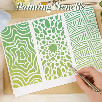 Geometric Texture Stencils for Crafts Reusable 16Pcs Stencils(8.3X4.1 Inch) - color: Texture 20