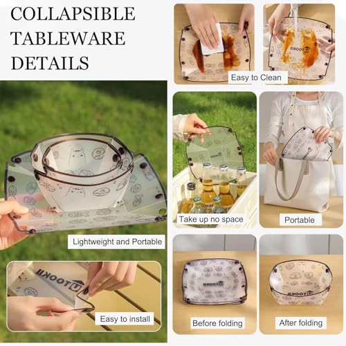 MIUPOO Collapsible Cup Set,Portable Mess Kit,Food Grade Material Free Folding Cup for Lunch Family Picnic, 4.7×4.2×3.2 Inches,4Pieces - size: 4.7×4.2×3.2 Inches