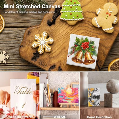 AUREUO Mini Stretched Canvas - 2x2 Inch/24 Pack - 2/5 Inch Profile Tiny Square Canvas Boards for Painting - Art Gift Set Bulk Pack Canvases for Acrylic Painting & Craft - size: 2"x2"