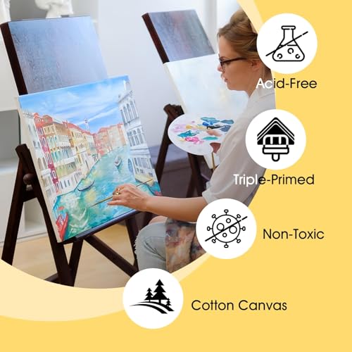 ESRICH Stretched Canvas for Painting 12x12 Inch, 16 Pack Painting Square Canvas Bulk-5/8 in Profile Primed Cotton White Blank Canvases for Painting for Oil & Acrylic Paint - size: 12x12in-16Pack