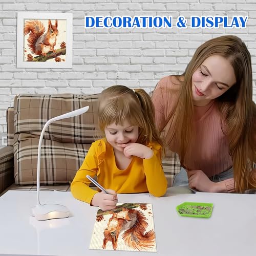 Leixonl Diamond Art Kits for Kids with Framed (7 in) Cartoon Animals DIY Gem Art Painting - Arts & Crafts Gifts for Beginners & Teens (1p-6 in-Squirrel) - color: 1p-6 in-squirrel