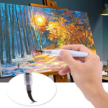 Refillable Water Brush Pen, 3Pcs/6Pcs Ink and Paint Art Pens Plus Fill Tool Watercolor Painting Calligraphy Art Crafts Set (3 Pcs Water Brush Pen)