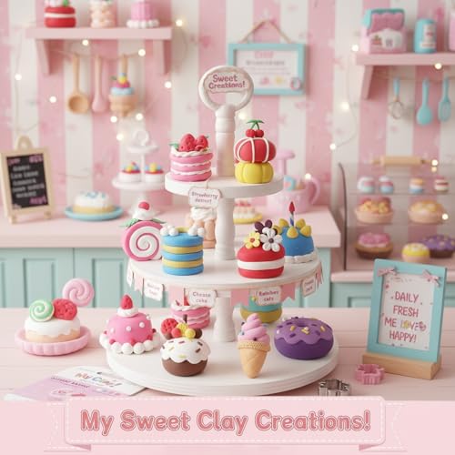 Air Dry Clay Kit for Kids, 12 Dessert Baking Modeling Clay for Kids, DIY Model Magic Clay with Tools and Tutorials, Soft&Non-Sticky, Safe&Non-Toxic Magic Clays,Creatible Art Crafts Toys Gifts - color: 12 Packs Desserts Dream Kit