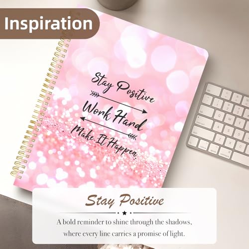 Cute Spiral Notebook journal A4 Aesthetic Pretty Design for Women Girls Kawaii with Pocket, 8.5 x 11 inch, Lined, Positive - color: Positive, style: Lined