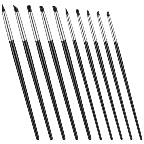 10PCS Silicone Clay Tools,Durable Silicone Sculpting Tools | Flexible Clay Carving Tool,Smooth Surface Silicones Clays Sculpting Tool,for Pottery Artwork Shaping Carving DIY,Black