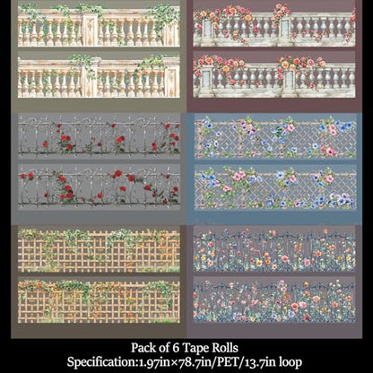 PET Tape Stickers for Journaling Supplies,Vine Journal Stickers for Planner - color: Bloom