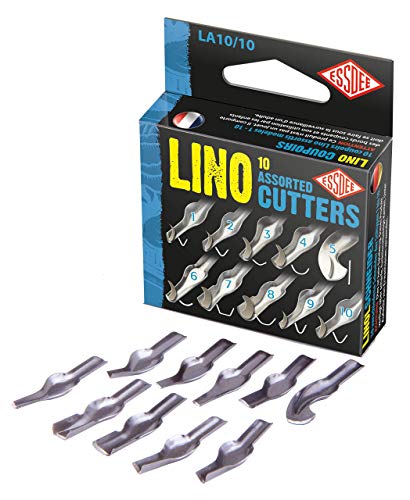 ESSDEE Linoleum Cutter Tools - Style 1 to 10 Sizes Lino Blades - High Carbon Steel - Pack of 10 - Made in UK