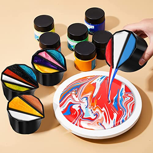 6 PCS Split Cups for Paint Pouring, Flower Pour Cups, Acrylic Fluid Painting Supplies Kit for DIY and Creating Patterns