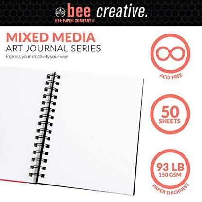 Bee Paper - 5.5" x 8" Creative Mixed Media Art Journal - size: 5-1/2-inch x 8-inch, 50 Sheet Art Journal, style: Mixed Media Art Journal