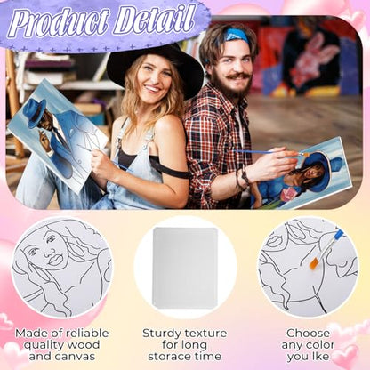 Harloon 36 Pcs 8 x 10 Inch Pre Drawn Canvas for Painting Afro Queen Pre Stretched Canvas Painting for Adults Sip and Paint Party Supplies Favor - style: Couples