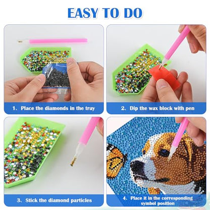 Leixonl Diamond Art Kits for Kids with Framed (7 in) Cartoon Animals DIY Gem Art Painting - Arts & Crafts Gifts for Beginners & Teens (Dog) - color: Dog