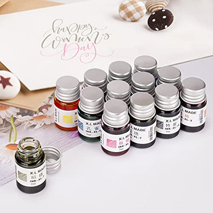 AOMAYLL Drawing Inks,Calligraphy Inks, 12 Colorful Dip Pen Ink Set for Writing, Drawing, Great for Gift Giving.