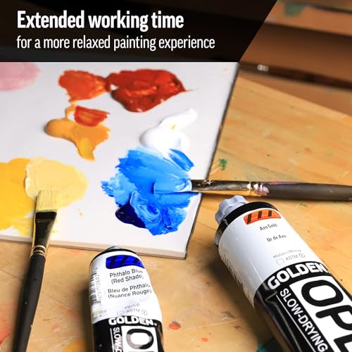 GOLDEN OPEN Slow-Drying Acrylics, Burnt Sienna, 8 fl. oz. Jar, Professional Acrylic Paint, Semi-Opaque