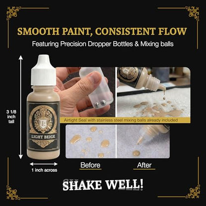 Ludus Bellum Miniature Paint Light Beige Color 18ml Dropper Bottle | Professional Acrylic Paint for Miniatures & Models, Provides Quality Acrylic Tones and Shades for Warhammer 40K D&D Figures - color: Light Beige