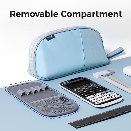pack all Large Pencil Case, Multi-Compartment Pencil Pouch with Zipper | Large Capacity, Removable Compartment, Durable Fabric, Smooth Zipper, Multi-use for Pens, Stationery & Makeup, Blue - color: Blue