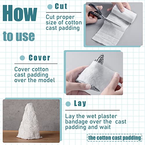 Nuanchu 100 Rolls Cast Padding Soft Individual Pack Plaster Cloth Medical Gauze Pads Plaster Gauze for Wound Care Supplies, Halloween Wrap Bandage, Art Projects, Body Casts, 4 Inch x 8.9 ft