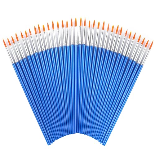60 Pcs Round Paint Brushes Bulk, Small Paint Brush for Painting | Shed-Free Nylon Bristles, Fine Detail Painting, School Classroom Arts Crafts, Crafts Face Painting - style: Round Brushes