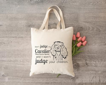 Pet Studio Art Don't Judge My Dog Tote Bag - color: Cavalier