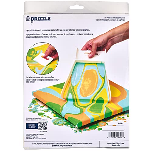 FolkArt Drizzle Flat Pouring Pan and Swipe Set, Durable Tools Perfect for DIY Paint Pouring Arts and Crafts Projects, 50828 - style: Pan and Swipe Set