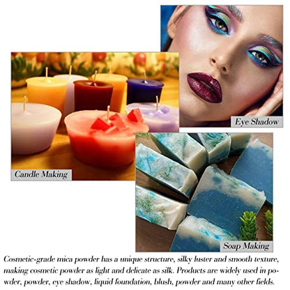 SEISSO - 150g Mica Powder - 15 Colors Epoxy Resin Pigment - Shimmery Pigment Powder for Slime, Paint, Soap Making, Nail Polish, Epoxy Resin, Candle Making, Bath Bombs - color: 15 Colors-Rainbow