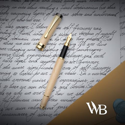 Wordsworth & Black Luxury Bamboo Maple Calligraphy Pen Set, 6 Nibs | Fountain Ink Bottle, Cartridges , Refill Converter, Gift for Men , Women, Smooth Writing, Journaling , Lettering - color: Maple Wood
