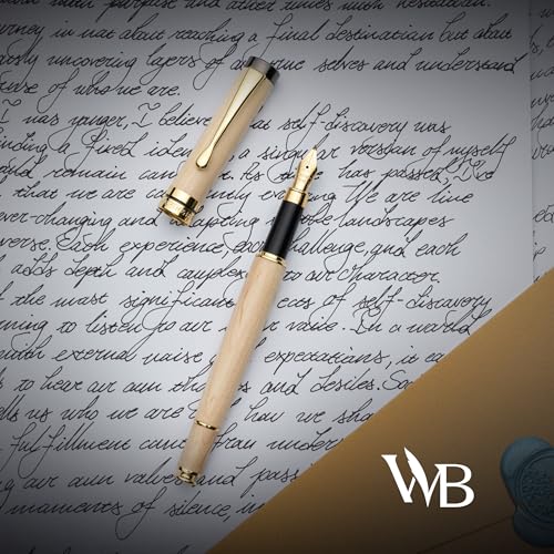 Wordsworth & Black Luxury Bamboo Maple Calligraphy Pen Set, 6 Nibs | Fountain Ink Bottle, Cartridges , Refill Converter, Gift for Men , Women, Smooth Writing, Journaling , Lettering - color: Maple Wood