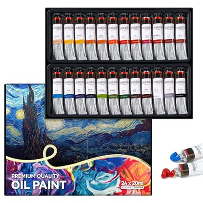 LIGHTWISH Oil Paint,24 x 20 ml / 0.67 oz, Vibrant Colors, Non-Toxic Oil Paints for Adult Beginners Professional Canvas Painting