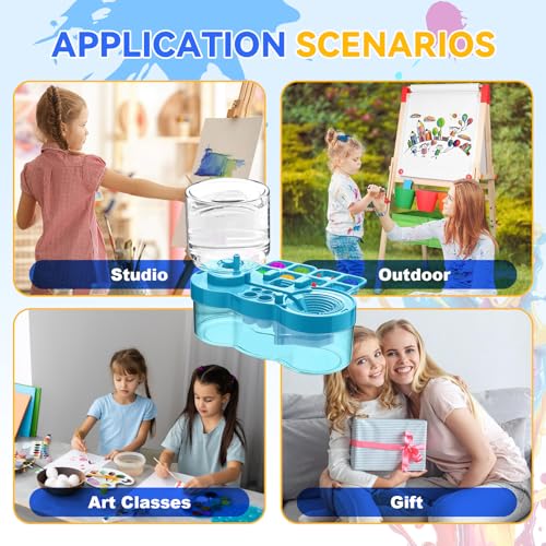 Upgraded Paint Brush Cleaner Tool,Brush Rinser Cup Painting Running Water Circulation Art Supplies for Acrylic,Watercolor and Water Based Creative Gift for Adult Artist Beginner and Painter - color: Blue