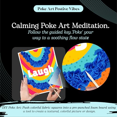 Unwynd Poke Art Positive Vibes Flower Bouquet Kit for Adults, Women & Teens | Hobby activity, brain puzzles, adult, 12 illustration sheets, 12 pages of stickers, 12 colour pages Rubbing Plates & Supplies - style: Positive Vibes