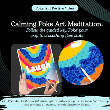 Unwynd Poke Art Positive Vibes Flower Bouquet Kit for Adults, Women & Teens | Hobby activity, brain puzzles, adult, 12 illustration sheets, 12 pages of stickers, 12 colour pages Rubbing Plates & Supplies - style: Positive Vibes