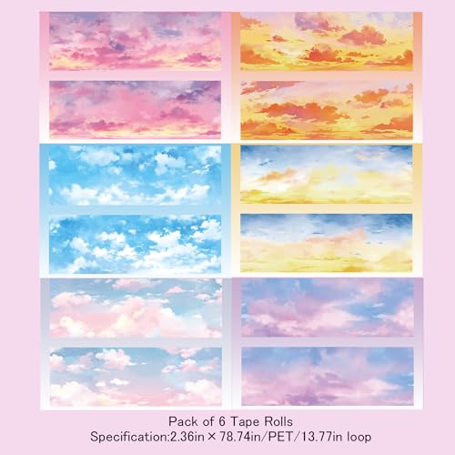 Cloud PET Tape Stickers for Journaling Supplies,Scrapbook Stickers for DIY - color: Realm