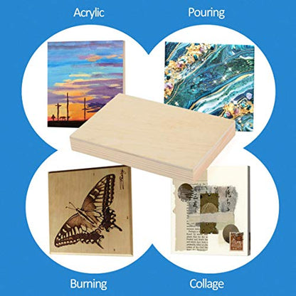 4 Pack 4x6’’ Unfinished Birch Wood Panels Kit for Painting | Studio 3/4’’ Deep Wooden Canvas, Cradle Boards for Acrylic Pouring, Art, Crafts, Epoxy Resin, Laser Engraving Cutting - size: 4'' x 6'' Studio